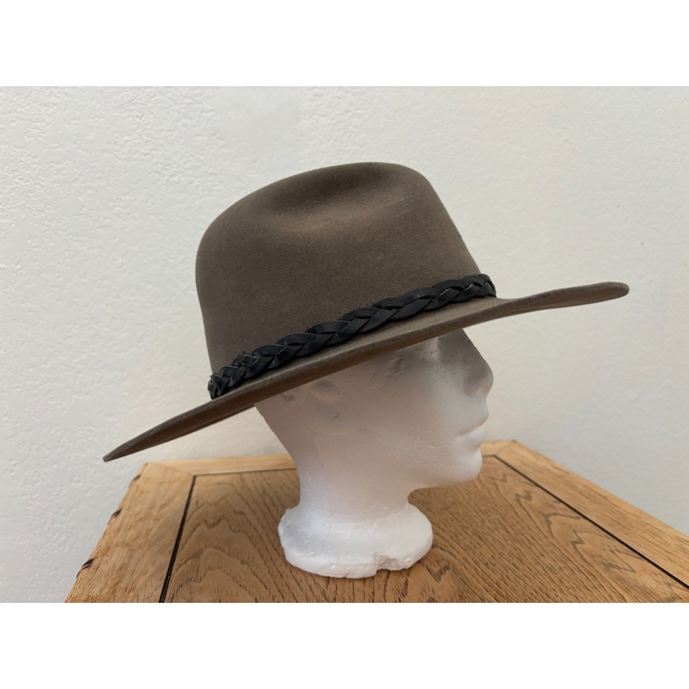 Vtg Beaver Hat 7 Brown Outback Western Slouch Rustic Americana Langenberg RARE